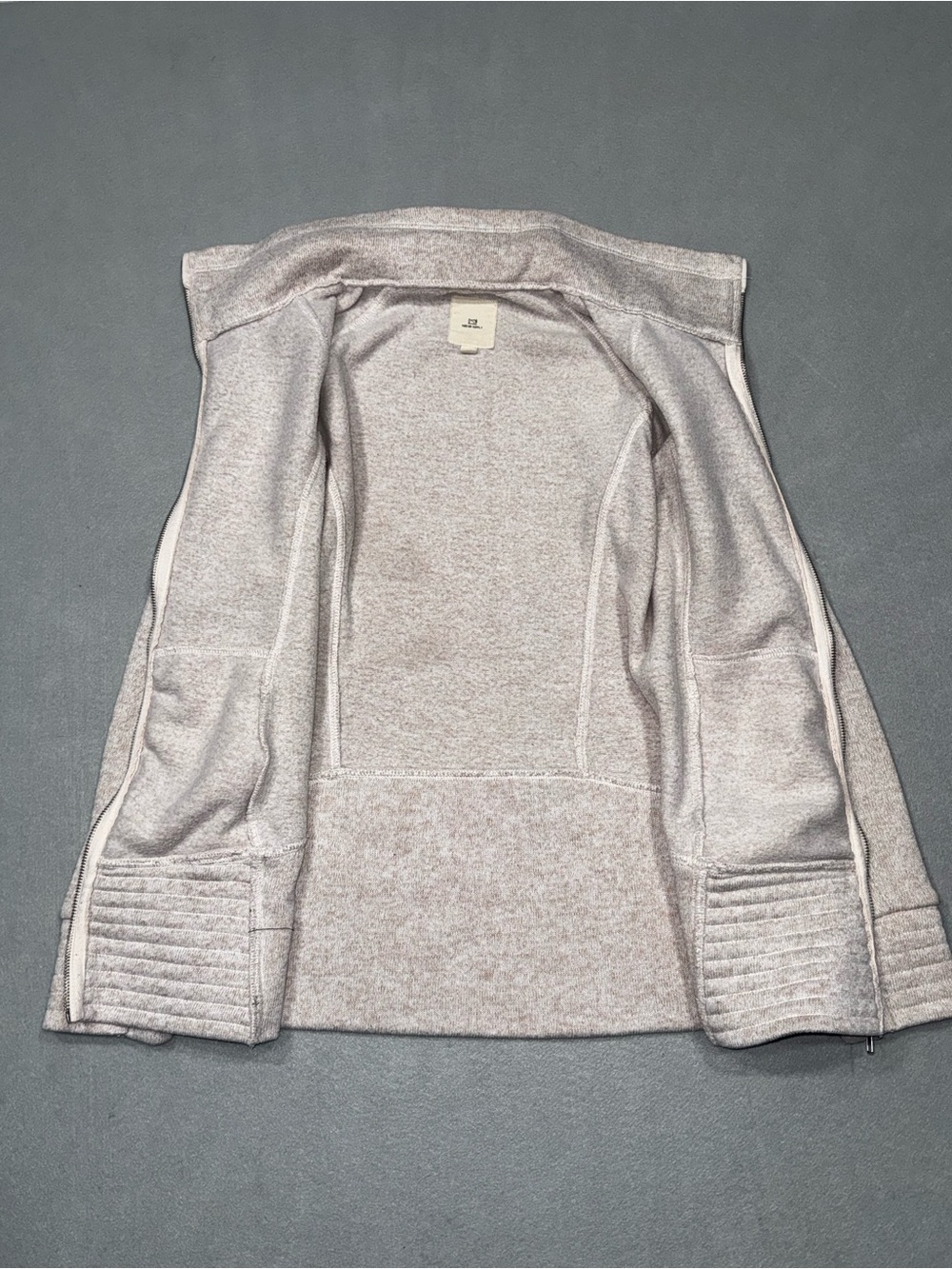 Thread & Supply Fleece Lined Zip Up Jacket Funnel Neck Quilted Hem & Cuffs - Picture 8 of 12